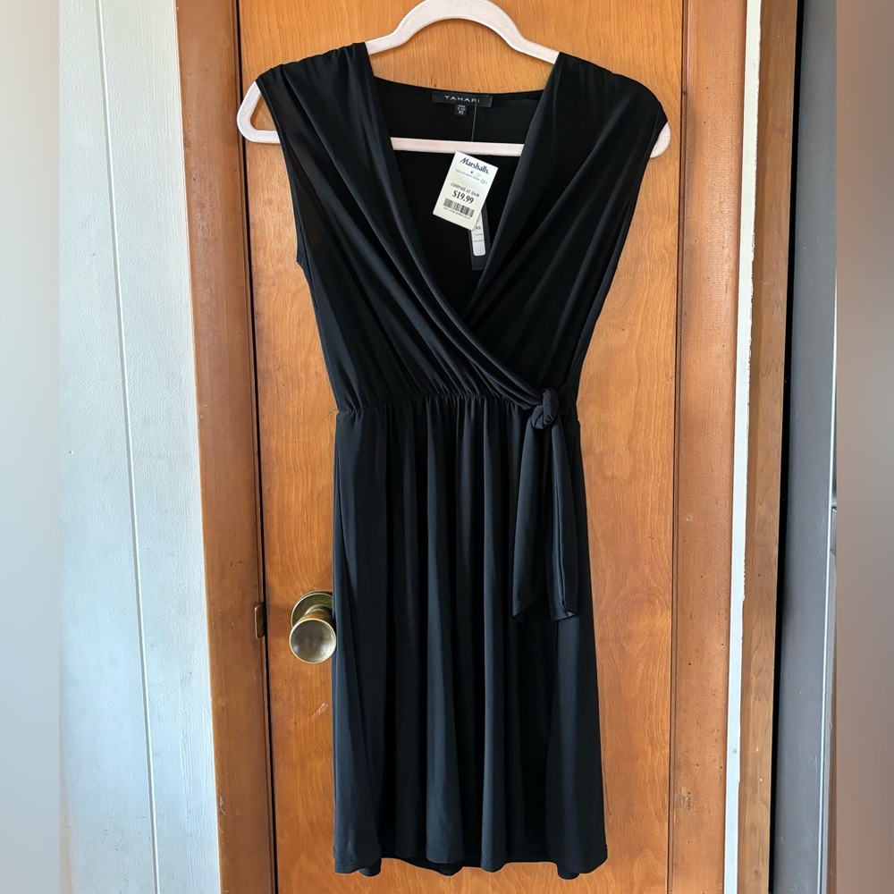 XS Black Faux Mini Wrap dress